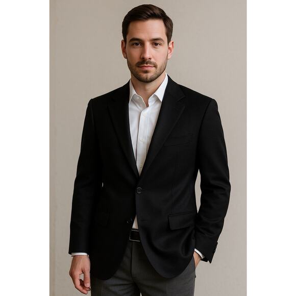 Arnold Brant Sport Coat 44 R 100% Cashmere Jacket Blazer 3 Button Black Canada - Picture 3 of 14